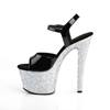Pleaser - SKY309LG Sandale à bride à la cheville, Pole dance chaussures - Chaussures de pole dance - Noir/Couleur argent Product image